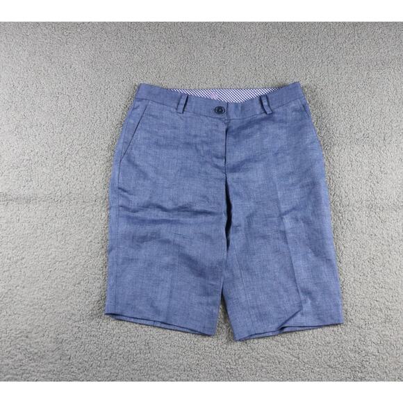 New Brooks Brothers Shorts Womens 0 Blue Linen Chambray Bermuda - Picture 1 of 7